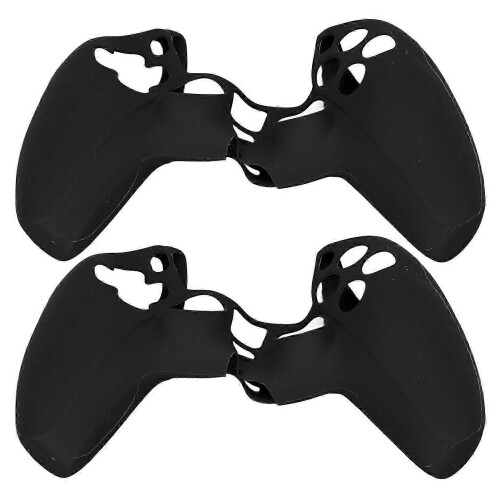2Pcs Ergonomic Soft Silicone Anti-Slip Dustproof Handle Sleeve for PS5 Controller Black 2