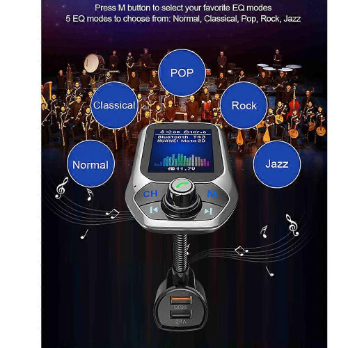 Trasmettitore FM Bluetooth wireless, kit vivavoce per auto, lettore MP3, accessori per auto 1