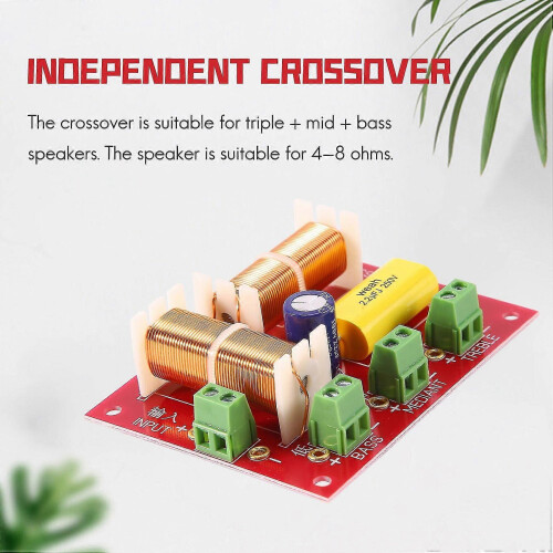 2Pcs 200W 3-Way Audio Crossover Treble Midrange Crossover Filter Frequency Divider 1