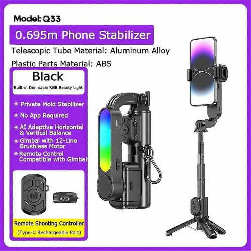 Q33 Mini Tripod Selfie Stick with Anti-Shake Stabilizer 1