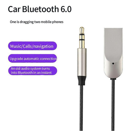 Car Bluetooth 6.0 Audio Receiver 3.5mm Headphone Adapter Built-in Mic Hands-Free Calling 1