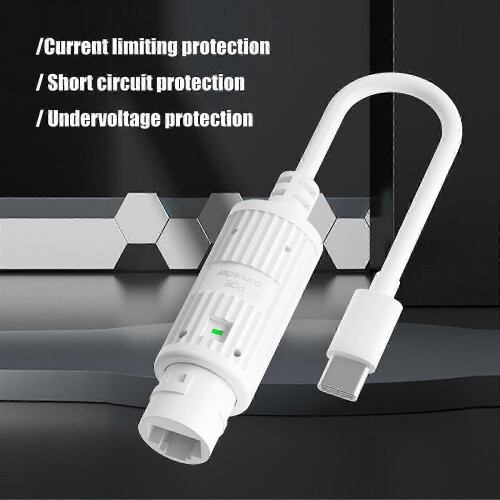 PoE to USB-C Adapter 48V to 5V 2.4A Efficient Overcurrent Protection ABS Casing Multicolor 1