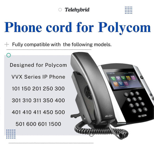 Sort flokebestandig spole til erstatningsledning for Polycom VVX-telefoner 1