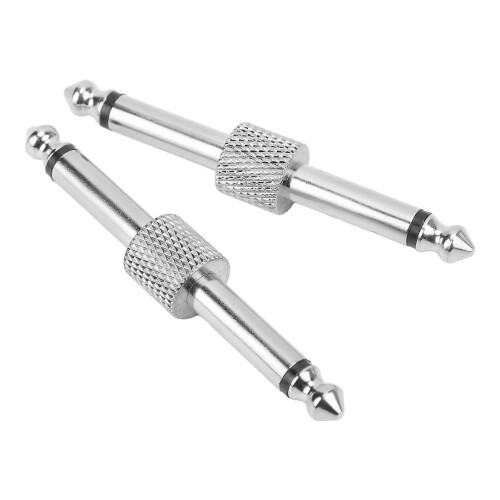 Sølv 2 stk. 6,35 mm gitarpedal støyreduserende effektkobler adapterkontakt konversjonsplugg 1