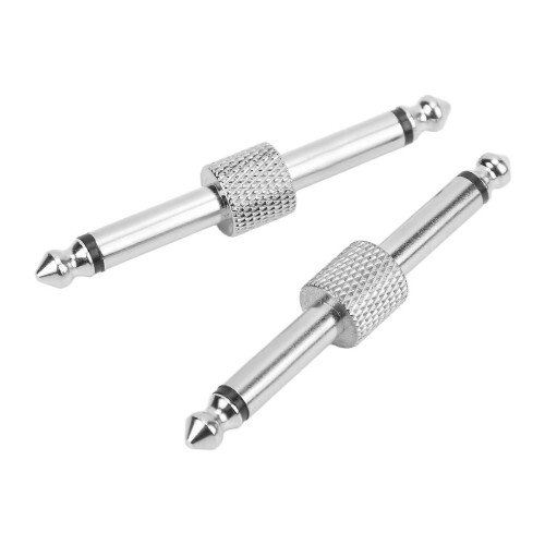 Sølv 2 stk. 6,35 mm gitarpedal støyreduserende effektkobler adapterkontakt konversjonsplugg 2