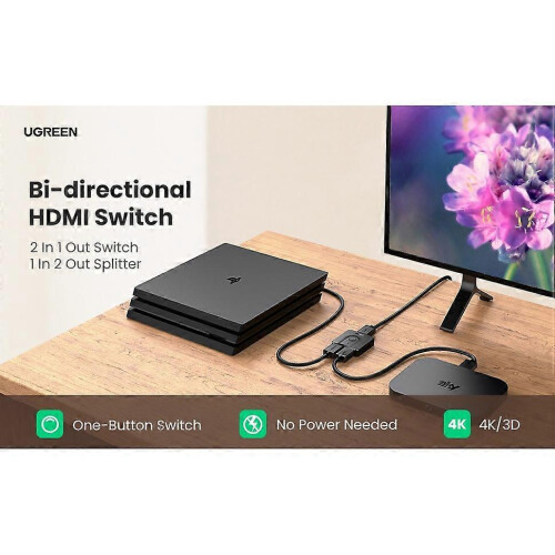 Splitter/switcher UGREEN 4K HDMI 2 in 1 per Xbox, TV, computer e monitor. 2
