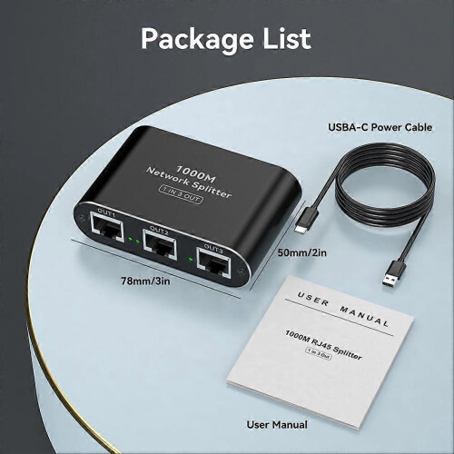 Splitter/switch Ethernet Gigabit 1000Mbps RJ45 1