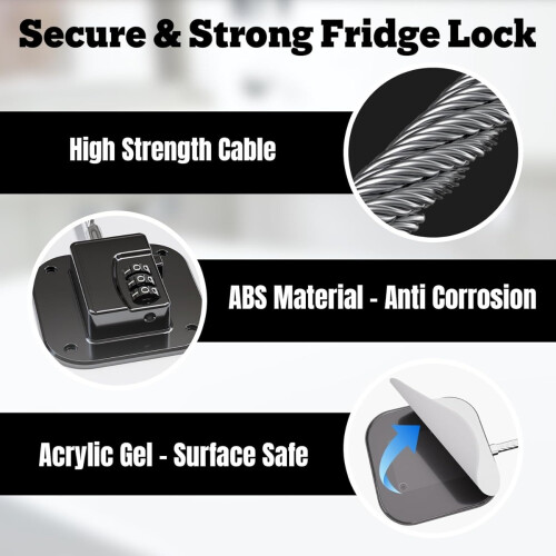 No Drilling Required Combination Refrigerator Lock - Square Password Lock Standard Size (2-Pack) Black 1
