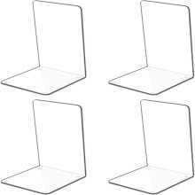 4PCS Clear Acrylic Bookends Heavy Duty Desk Shelf Book Organizer