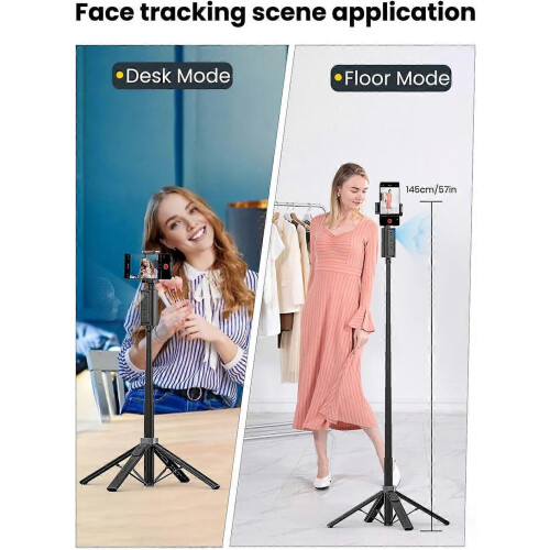 2026LatestAutoFaceTrackTripodGestureCtrliPhoneExtPole360RotSelfieStickWirelessRemoteVide 1
