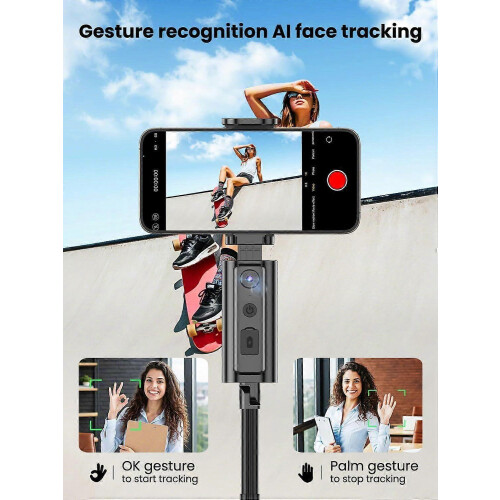 2026LatestAutoFaceTrackTripodGestureCtrliPhoneExtPole360RotSelfieStickWirelessRemoteVide 2