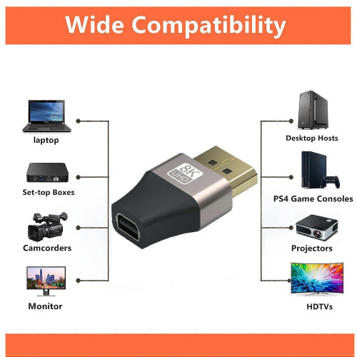 Mini DP hunn- til DP hann-adapter 8K 60Hz for Thunderbolt 2 2