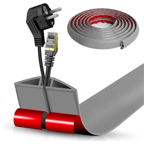 Cache-câble auto-adhésif pour sol, dissimulateur de câbles, protection de câble d'alimentation grise de 3 m (10 pi) 1