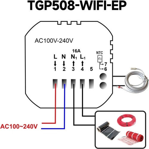 Smart WiFi Thermostat for Underfloor Heating 16A Alexa Google Tuya 1
