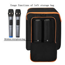 Multicolor Storage Bag for Karaoke Audio Equipment Includes Microphone & Accessory Storage