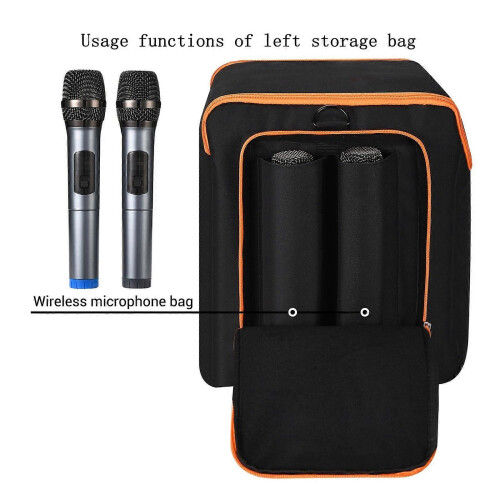 Multicolor Storage Bag for Karaoke Audio Equipment Includes Microphone & Accessory Storage