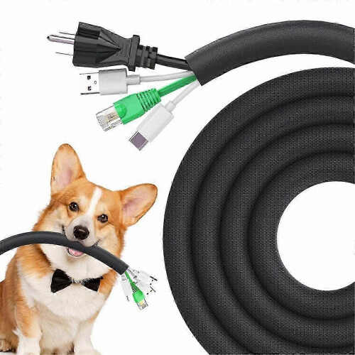 10ft Chew-Proof Cable Sleeve Durable Protector Safeguards Cables from Pets 1