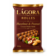 Lagora Hazelnut & Peanut Wafer Rolls 150gPack Of 4