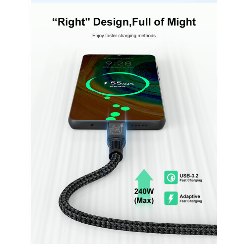 Câble USB C, câble USB 3.2 240 W, câble USB-C mâle 20 Gbit/s pour MacBook Pro 16 MultiColor 1 m 2