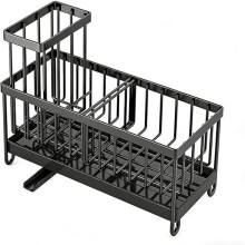 Stainless Steel Sink Caddy Organizer Sponge Holder Drain Rack Black