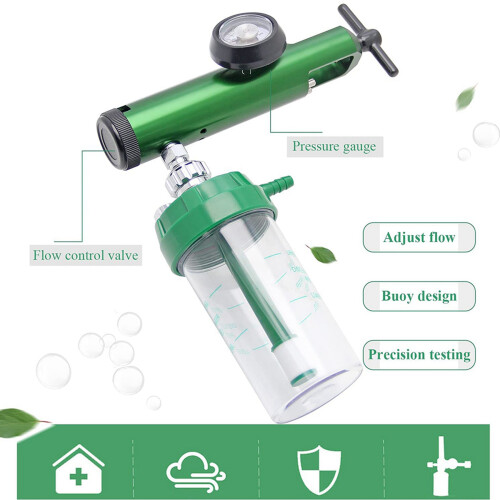 2X Oxygen Flow Meter Oxygen Regulator 0-15 L/Min Pressure Reducing Regulator Valve Meter with 870 Inlet Thread 1