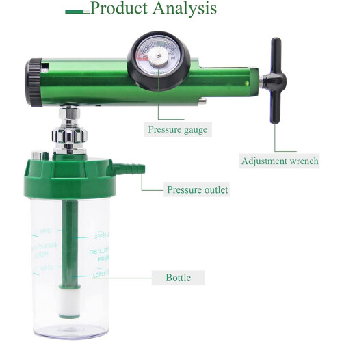 2X Oxygen Flow Meter Oxygen Regulator 0-15 L/Min Pressure Reducing Regulator Valve Meter with 870 Inlet Thread 2