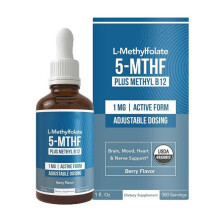 Methyl Folate Drops L 15mg with Methyl B12 for Neural Support Liquid Supplement No Preservatives High Absorption OE M