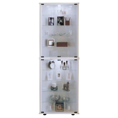 Wood glass corner display case showcase Jecka White