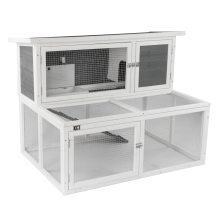 KCT Ancona 4ft Wooden Rabbit Hutch 2 Tier with Run & Doors Indoor / Outdoor