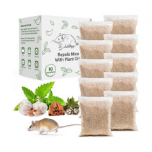 (100G(10G*10)) Natural Mint Oil Pest Repellent Pouches, Plant-Based Outdoor Repellent for Mice and Rodents, Long-Lasting 4 Pack