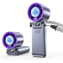 (Grey) Portable Handheld Turbo Fan with Ice Cooler, 199 Speed Personal Fan,5500mAh Rechargeable