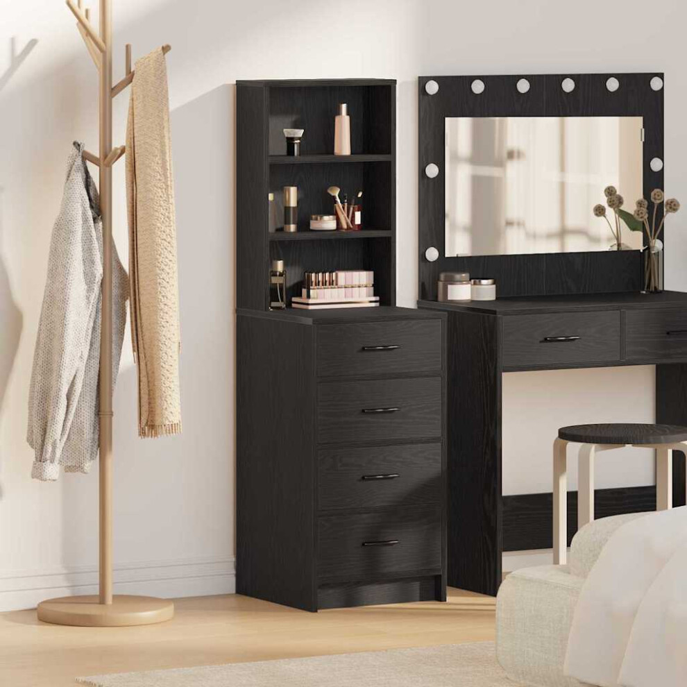 Vidaxl Highboard Black Oak 40 X 41 X 135 Cm Engineered Wood