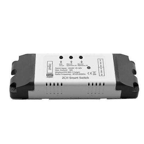 Tuya Smart WiFi Switch Relay Module+With RF Remote 2 CH AC/DC 7-32V RF/APP Remote Control Smart Home for Alexa
