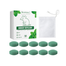 (10 pieces+mesh bag*1) Rodent Repellent Balls Mouse Deterrent for Warehouse Garage Car Engine Home Use Natural Plant Formula Long-Lasting 12-Pack