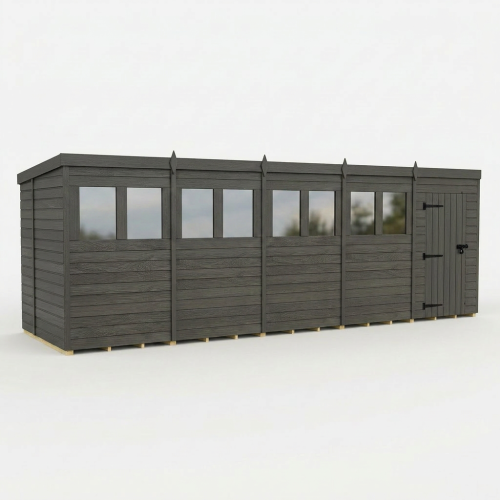20x6 Pent Composite Shed Tanalised (Single Door, With Windows) 1