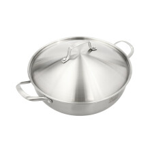 32cm Stainless Steel Wok Pan with Lid