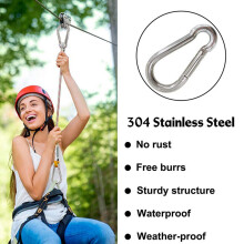12Pcs Stainless Steel Spring Snap Hook Carabiner, Small Carabiner, Stainless Steel Clips for Flags Climbing(M6 and M8)