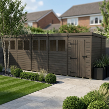 20x7 Pent Composite Shed Tanalised (Single Door, With Windows)