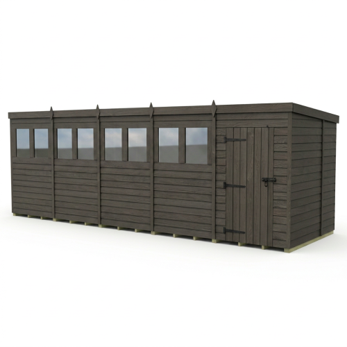 20x7 Pent Composite Shed Tanalised (Single Door, With Windows) 1