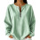 Women's  Half Zip Pullover Casual Long Sleeve Oversized-Green S 1