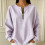 Women's  Half Zip Pullover Casual Long Sleeve Oversized-Green S 11