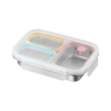 Boîte à déjeuner à couvercle transparent avec plateau en acier-3