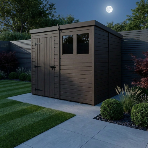 8x5 Pent Composite Shed Tanalised (Single Door, With Windows) 2