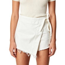 Mini-jupe portefeuille pour femmes avec côté noué,-Blanc XL