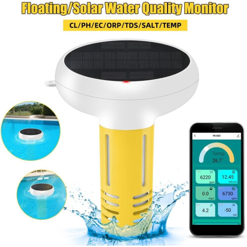 7 in 1 Tuya ZigBee Solar Water Quality Tester PH ORP Total Dissolved Solids Salinity Temp Chlorine Meter for Pool 1