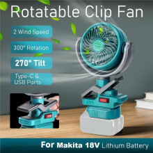Draadloze Clip Ventilator voor BL1860B, BL1850B, BL1840B, BL1830B 18V Batterij Dubbele USB Koelventilator voor Buiten Kamperen