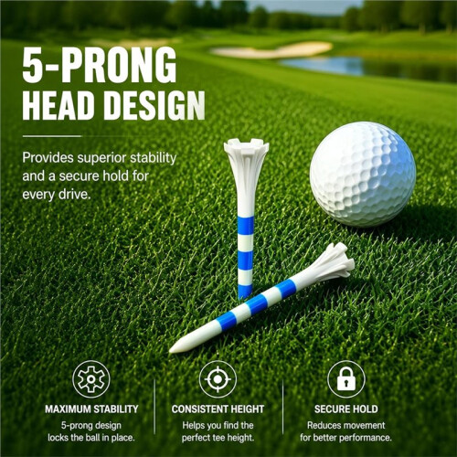Pack of 100  Tees (83mm)-Stable Five-Prong Design, Suitable for Both Practice and -Course 2