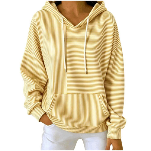 Womens  Oversized Hoodies Pullover Sweatshirts Casual-Yellow S