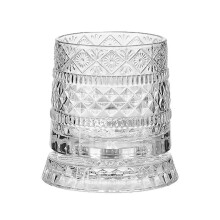360 Rotating Whiskey Glass -Crystal Tumbler Old Fashioned Scotc