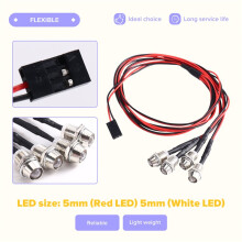 3PCS 4LED LED Light Headlights Taillight 5mm for Hsp Redcat Rc4wd Axial Scx10 D90 RC Car Crawler